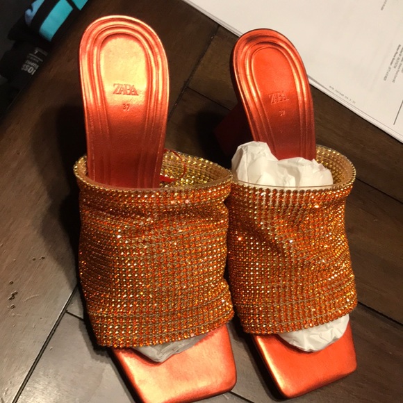 Zara  “RHINESTONE”  Mesh Heels - Picture 6 of 13